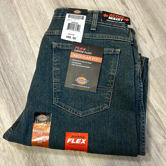Men’s Dickies Flex Denim Pant Regular Fit Active Waist 5 Pocket Jeans Size 36X32 - Picture 1 of 7